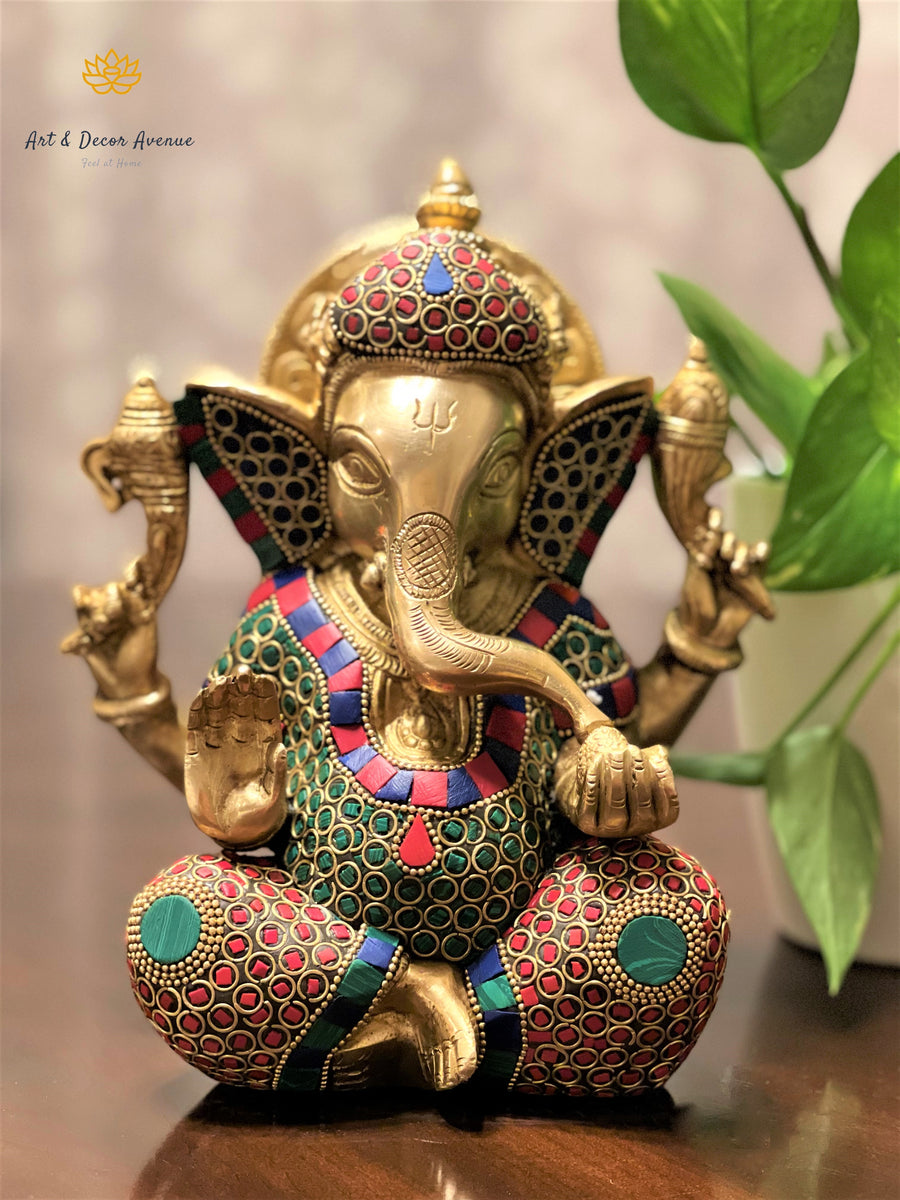 11 Inch Brass Ganesh Statue, Ganesh Idol, Ganapathy Idol With Nagas Work  handcrafted, Gift, Beautiful, Home Decor, Figurative, Gift -  Canada